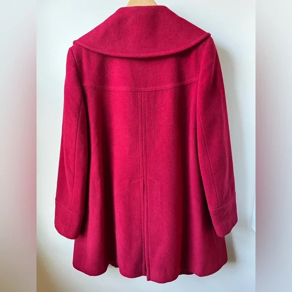 ORVIS Red Double Breasted Swing Coat‎ Wool Blend Vintage Luxury Feminine Cozy 8